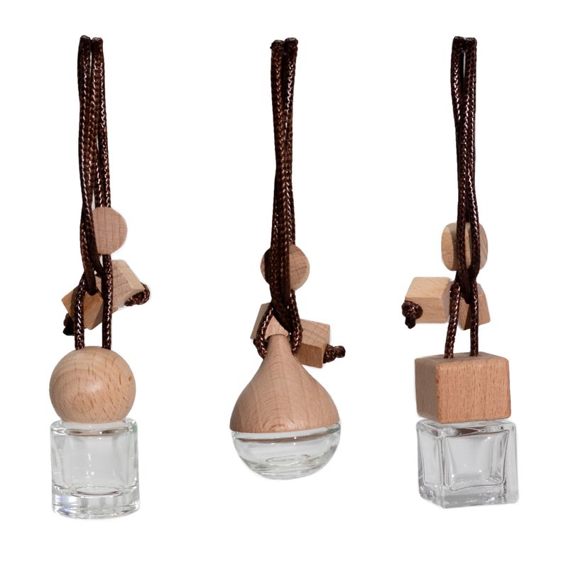 Genomskinliga Diffusorflaskor till Bilen – Hängande - 8ml (3 olika designer x 4)