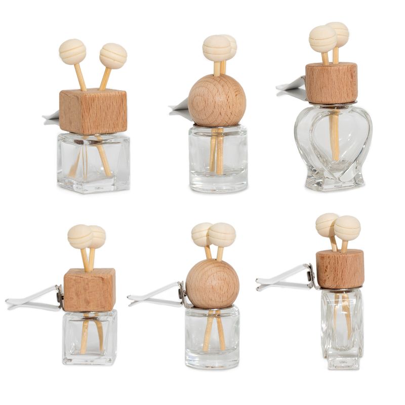 Genomskinliga Diffusorflaskor till Bilen - till Ventilationsutblås – 8ml (3 olika designer x 4)