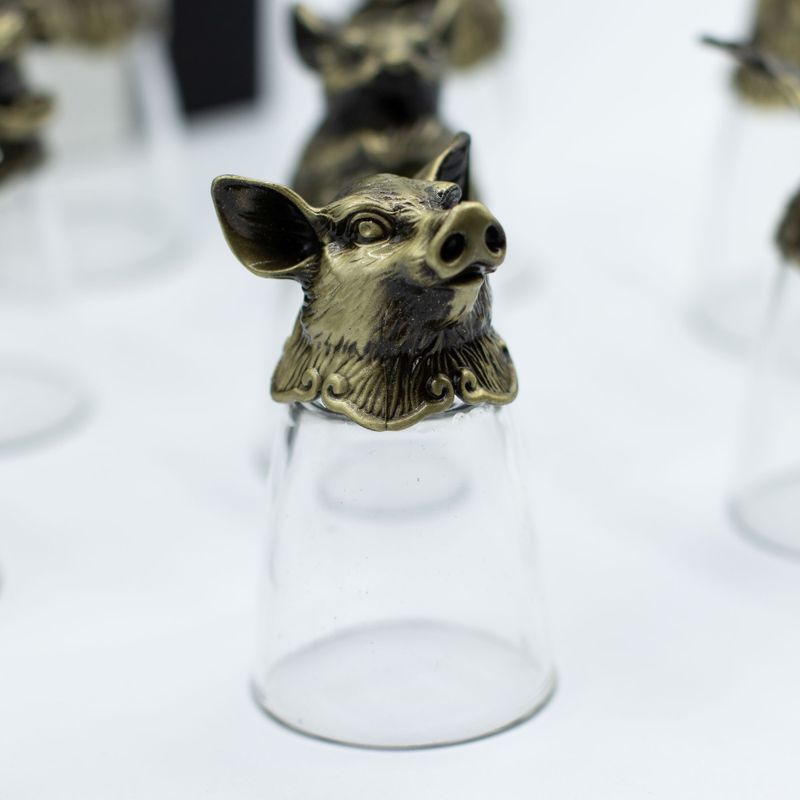 Gåvoset med 12 Bottom Up Shotglas (25ml) - Kinesiska Zodiak-varelser