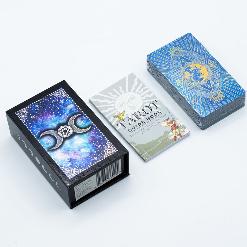 Tarotkortlek med Blå Folie - Månansikte - med Guidehäfte