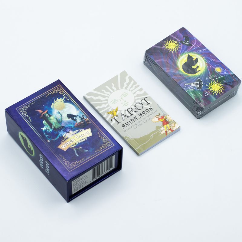 Tarotkortlek med Lila Folie - Häxtarot -  med Guidehäfte