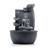 Bordsfontän - 19x19x28cm - Buddha, Lotusblomma & Vattenfallskrukor