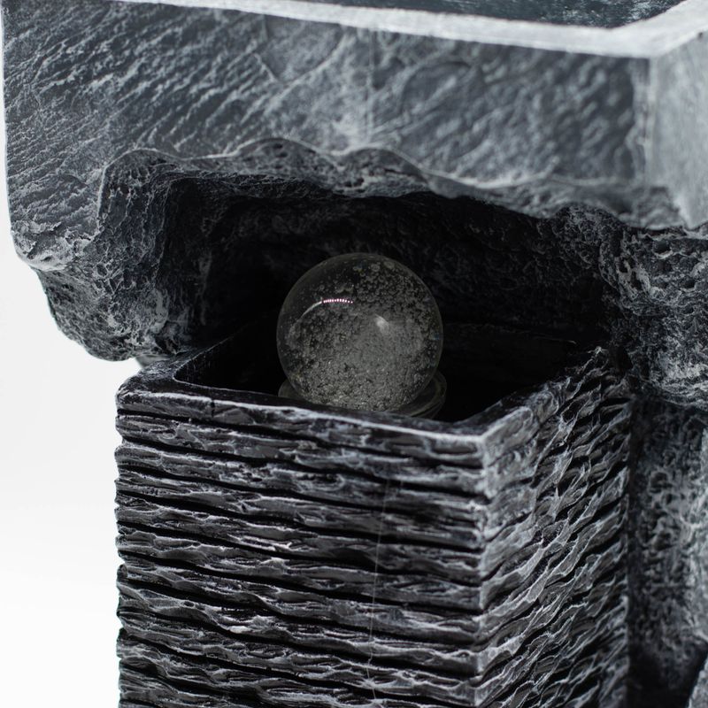 Stor Fontän - 24x22x48cm - Färgskiftande Kristallkula i Sten