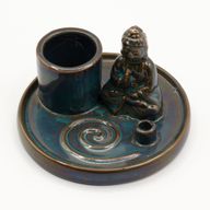Multifunktionellt Rökelsefat med Buddha - Blå Keramik