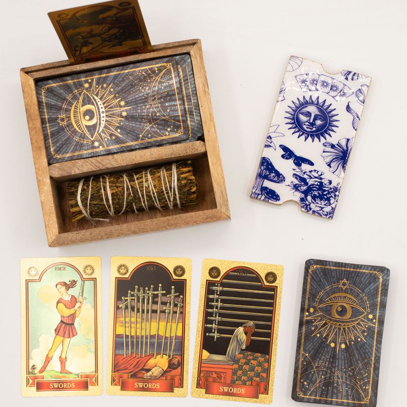 Tarotbox med Två Fack och Korthållare