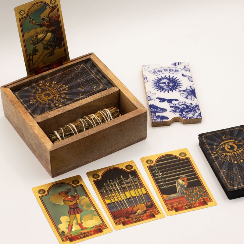 Tarotbox med Två Fack och Korthållare