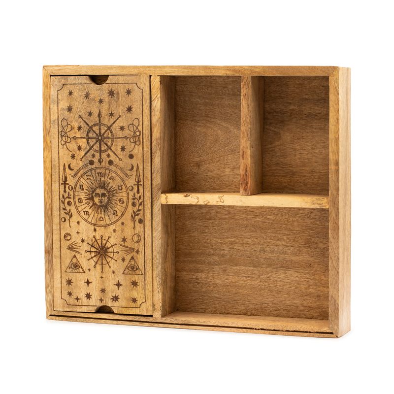 Tarotbox med Fyra Fack och Korthållare - Ljus