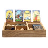 Tarotbox med Fyra Fack och Korthållare - Ljus
