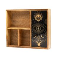 Tarotbox med Fyra Fack och Korthållare - Mörk