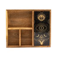 Tarotbox med Fyra Fack och Korthållare - Mörk