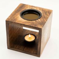 Stor Kvadratisk Oljebrännare av Mangoträ - Mångudinna
