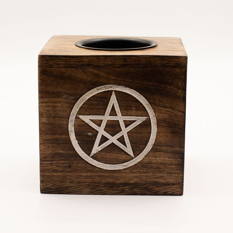 Stor Kvadratisk Oljebrännare av Mangoträ - Pentagram