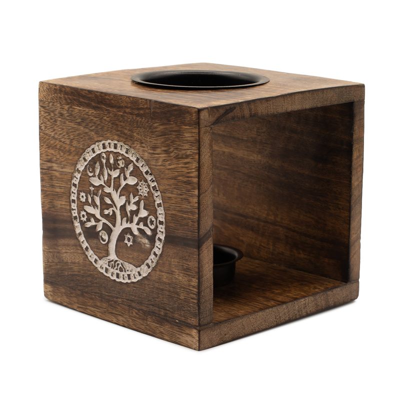 Stor Kvadratisk Oljebrännare av Mangoträ - Livets Träd