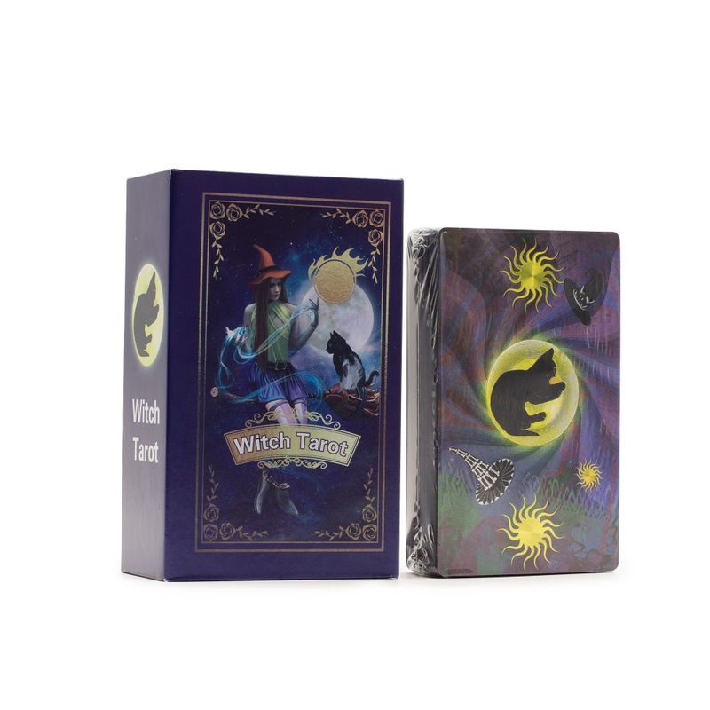 Tarotkortlek med Lila Folie - Häxtarot -  med Guidehäfte