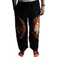 Loungebyxor i Japan-stil - M - Svart, Chokladfärg / Orange