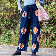 Japansk stil loungebyxor - Medium - blå, orange
