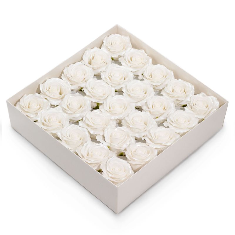 Tvålblommor till Hantverk - (5-lager) Endast för Dekoration - Sidenkantad Ros - Klassisk Vit Glans