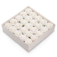 Tvålblommor till Hantverk - (5-lager) Endast för Dekoration - Sidenkantad Ros - Klassisk Vit Glans