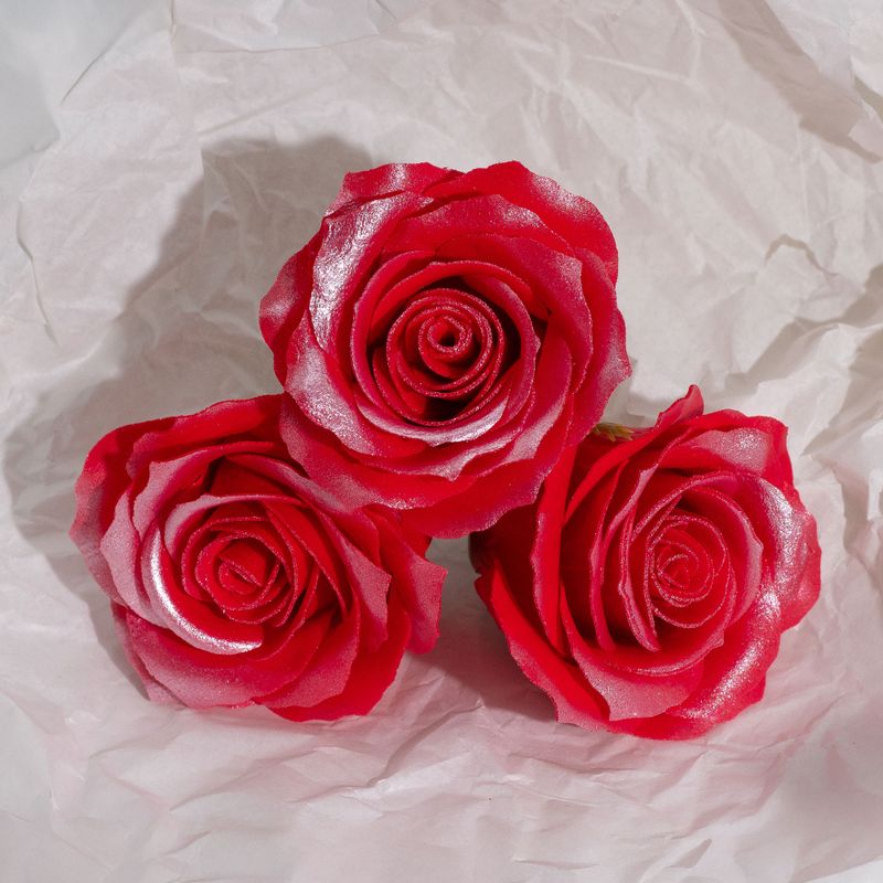 Tvålblommor till Hantverk - (5-lager) Endast för Dekoration - Sidenkantad Ros - Frostad Rubin