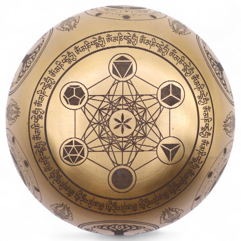 Klangskålar av Ren Mässing - Etsad Buddha - Set om 4 - Ca 3.85kg