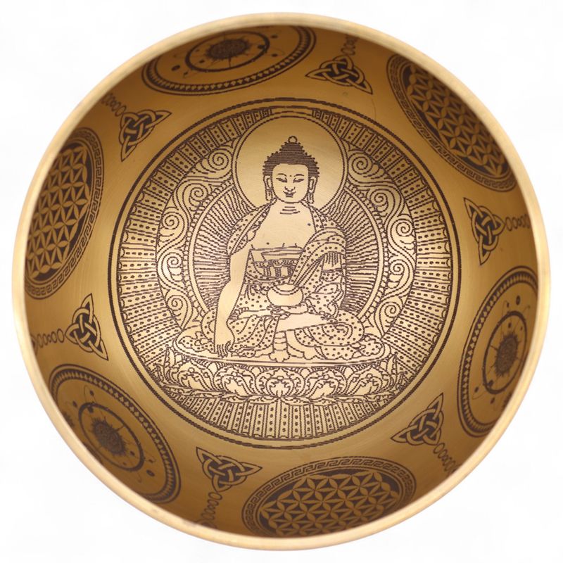 Klangskålar av Ren Mässing - Etsad Buddha - Set om 4 - Ca 3.85kg