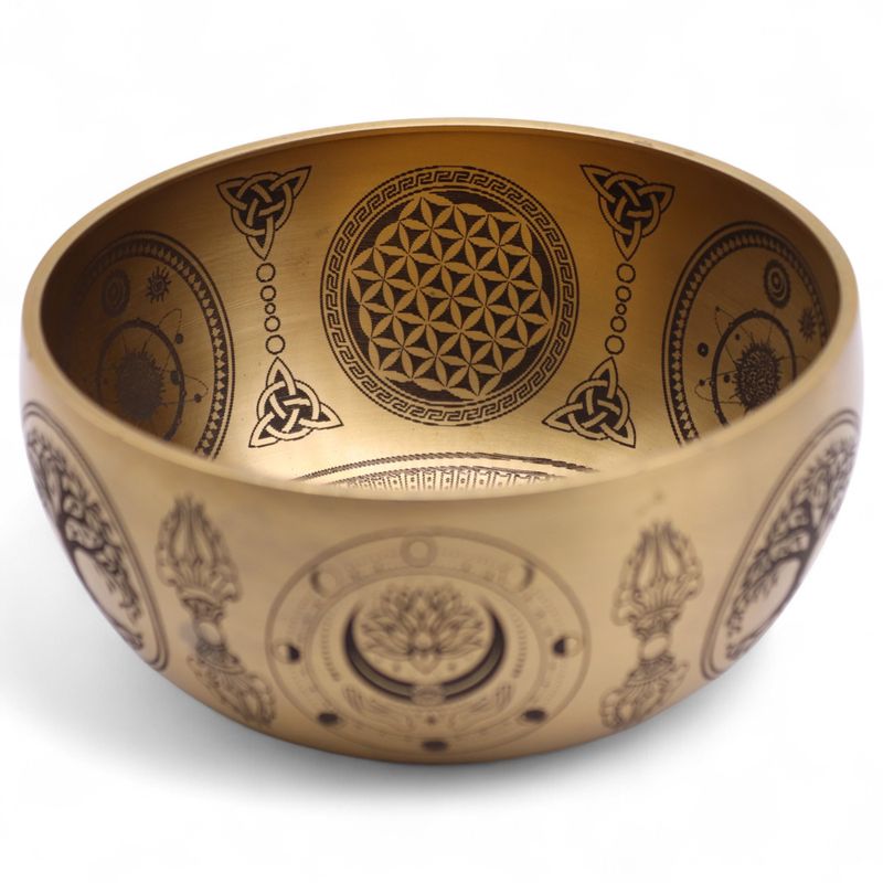 Klangskålar av Ren Mässing - Etsad Buddha - Set om 4 - Ca 3.85kg