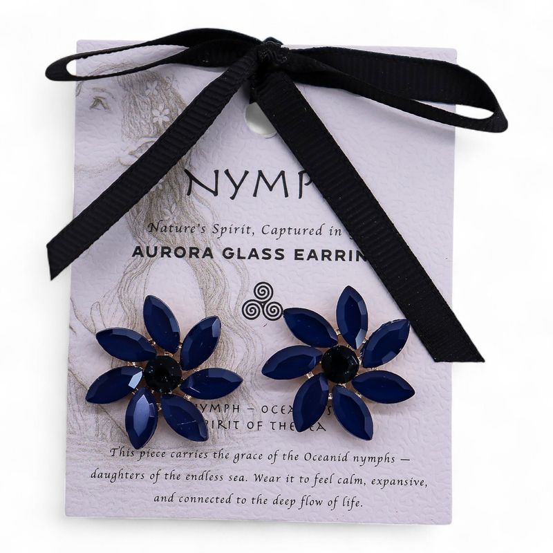 Kungsblå Örhängen - Vintage Glas - Blommor