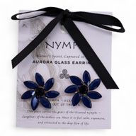 Kungsblå Örhängen - Vintage Glas - Blommor