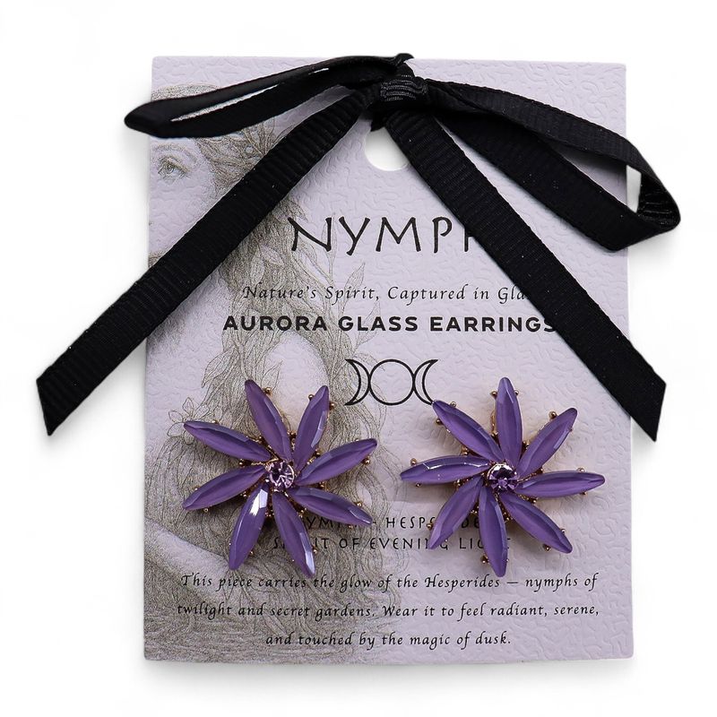 Lavendel Örhängen - Vintage Glas - Blommor