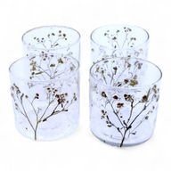 Naturligt Blommigt Glas - Rak Ljuslykta - Prästkrage (8x8cm)