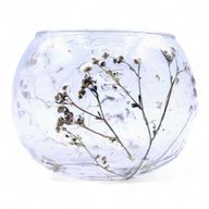 Naturligt Blommigt Glas - Skålformad Ljuslykta - Prästkrage (8x10cm)