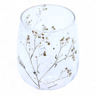 Naturligt Blommigt Glas - Vasformad Ljuslykta - Prästkrage (12x11cm)