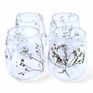 Naturligt Blommigt Glas - Vasformad Ljuslykta - Prästkrage (12x11cm)