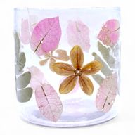 Naturligt Blommigt Glas - Rak Ljuslykta - Vår (8x8cm)