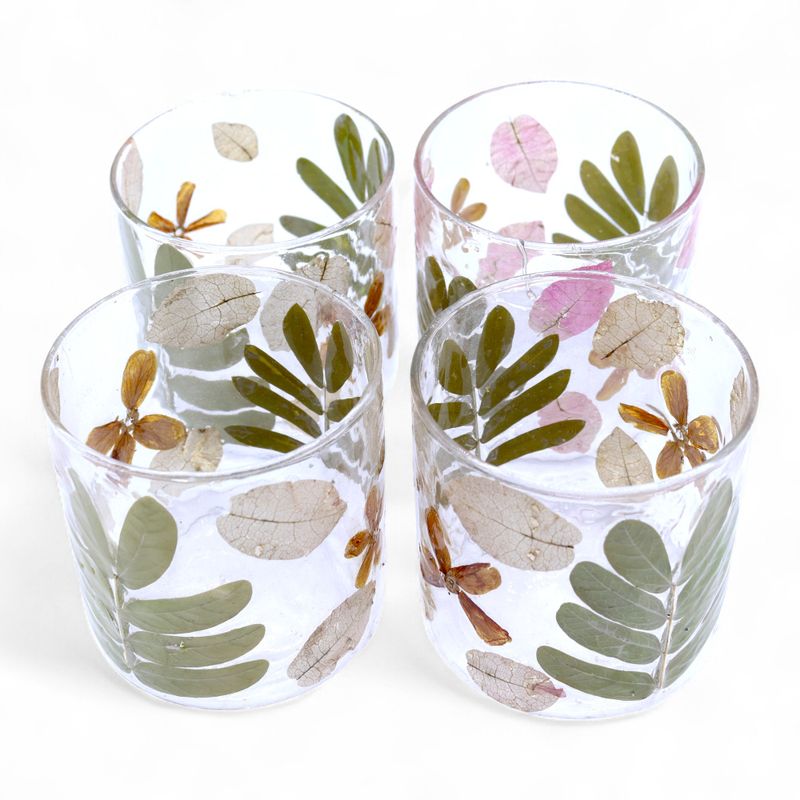 Naturligt Blommigt Glas - Rak Ljuslykta - Vår (8x8cm)
