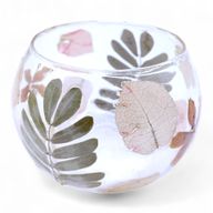 Naturligt Blommigt Glas - Skålformad Ljuslykta - Vår (8x10cm)