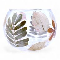 Naturligt Blommigt Glas - Skålformad Ljuslykta - Vår (8x10cm)