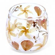 Naturligt Blommigt Glas - Rak Ljuslykta - Ros (8x8cm)