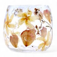 Naturligt Blommigt Glas - Rak Ljuslykta - Ros (8x8cm)