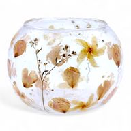 Naturligt Blommigt Glas - Stor Skålformad Ljuslykta - Ros (12x13cm)