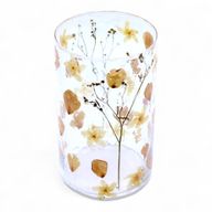 Naturligt Blommigt Glas - Lång Vasformad Ljuslykta - Ros (19x11cm)