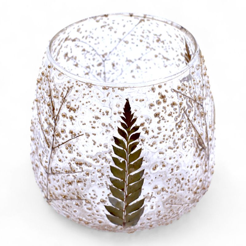 Naturligt Blommigt Glas - Rak Ljuslykta - Tall (10x9cm)
