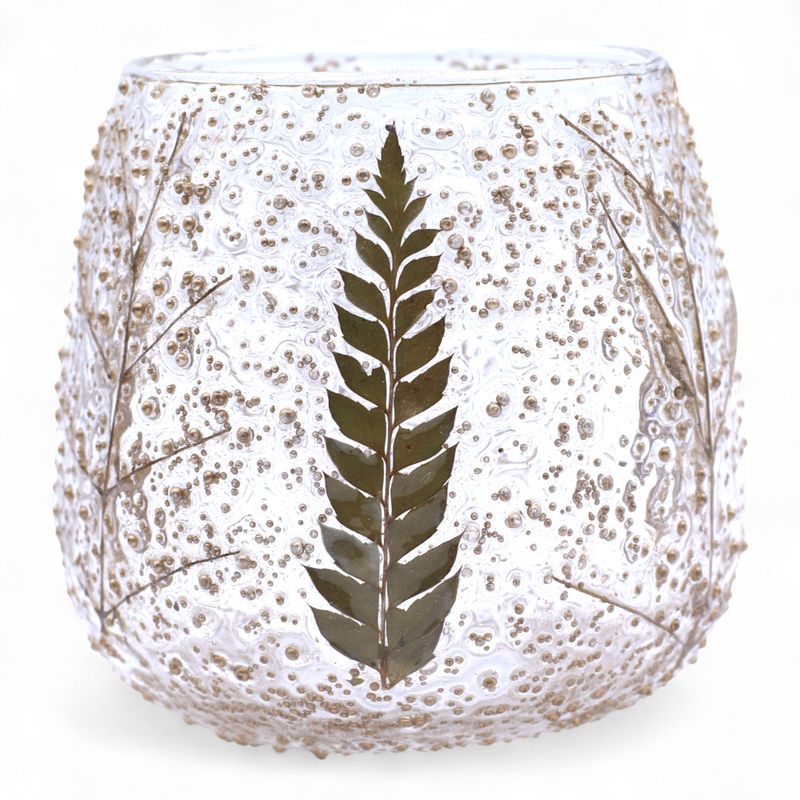 Naturligt Blommigt Glas - Rak Ljuslykta - Tall (10x9cm)