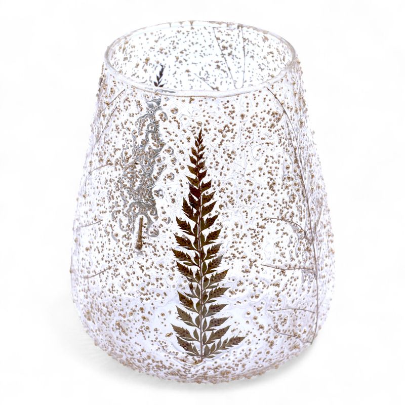 Naturligt Blommigt Glas - Stor Skålformad Ljuslykta - Tall (15x12cm)