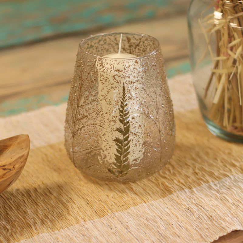 Naturligt Blommigt Glas - Stor Skålformad Ljuslykta - Tall (15x12cm)