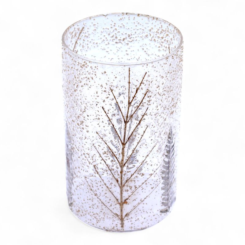 Naturligt Blommigt Glas - Lång Vasformad Ljuslykta - Tall (19x11cm)