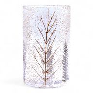 Naturligt Blommigt Glas - Lång Vasformad Ljuslykta - Tall (19x11cm)