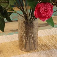 Naturligt Blommigt Glas - Lång Vasformad Ljuslykta - Tall (19x11cm)