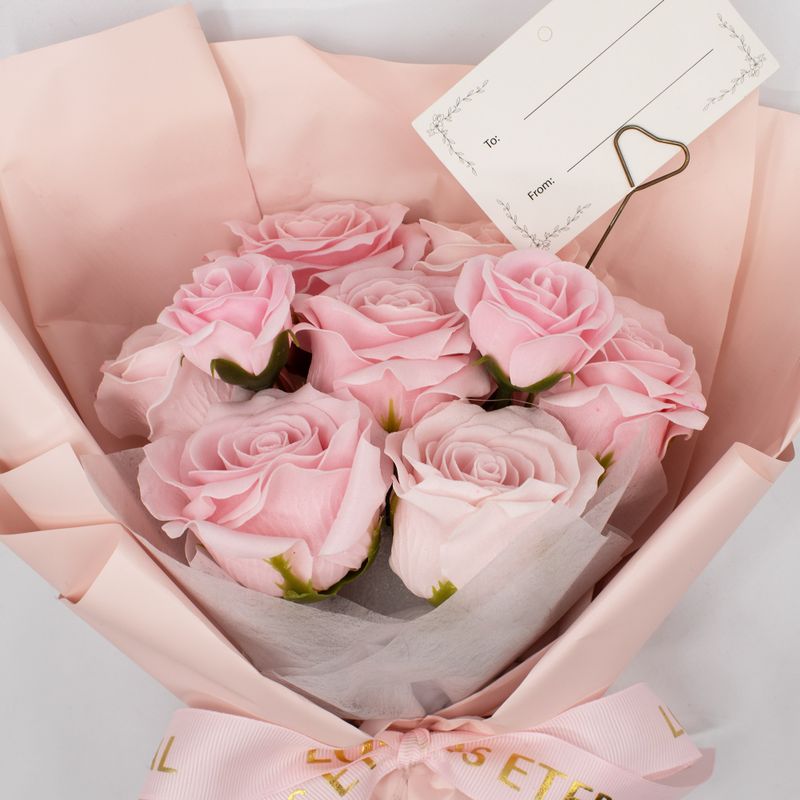Stor Bukett Rosa Rosor - Kärleken är Evig - Presentkort