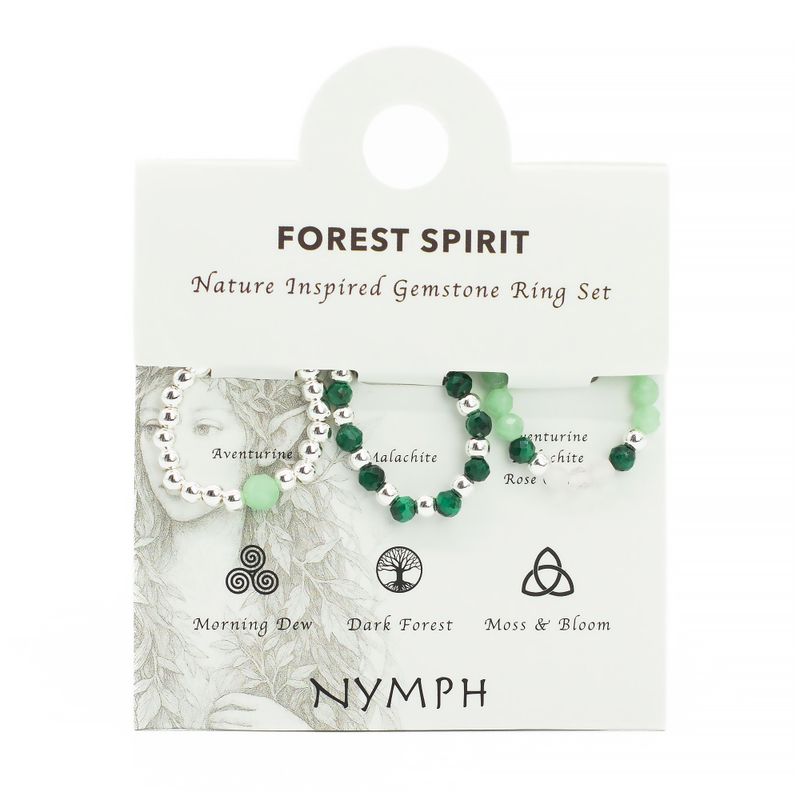 Nymph Spirit Ringset med Ädelstenar – Skogens Ande